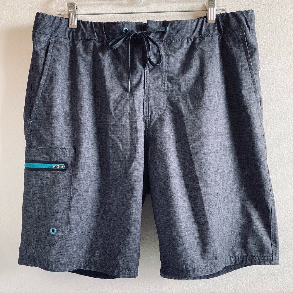 ZeroXposur Blue Gray Swim Shorts Size L Teal Accent Board Shorts